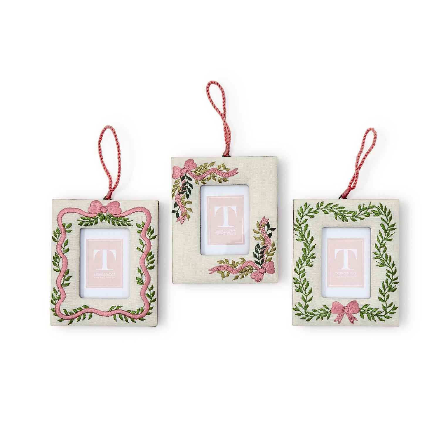 Embroidered Keepsake Hanging Frame Ornament – 3 Assorted Designs