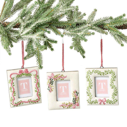 Embroidered Keepsake Hanging Frame Ornament – 3 Assorted Designs