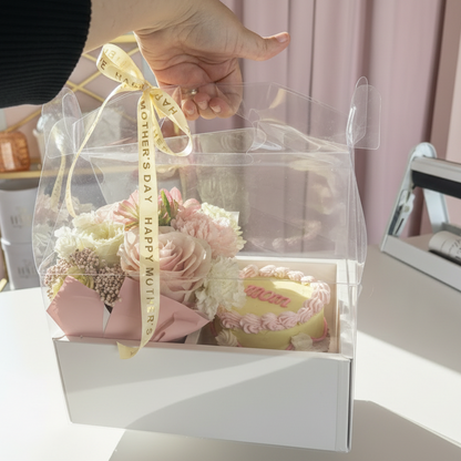 Cincinnati Mother's Day Gift box with flowers and a cake, featuring a 'Mother's Day' ribbon.