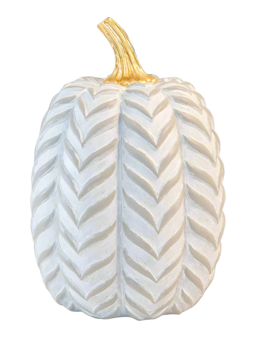 7.5" Tall Gray Chevron Pumpkin Gold Stem Fall Autumn Décor - Flair Flower Bar & Studio