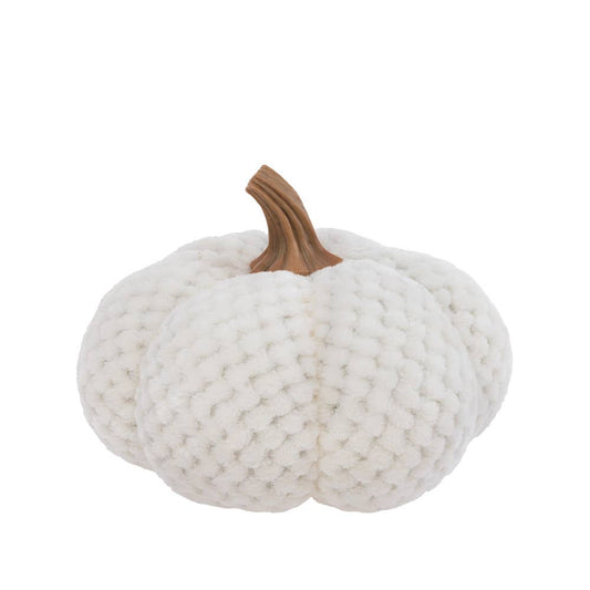 7.75" Cream Plush Pumpkin Fall Autumn Décor - Flair Flower Bar & Studio