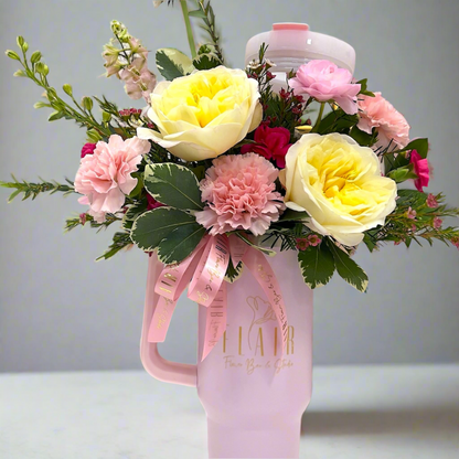 Bloom and Sip Tumbler flower arrangement from Flair Flower Bar in Florence