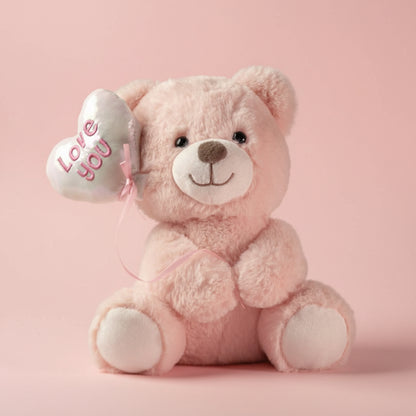 9" Plush Bear with Heart Balloon - Valentine's Day Gift | Cincinnati & NKY Delivery - Flair Flower Bar & Studio