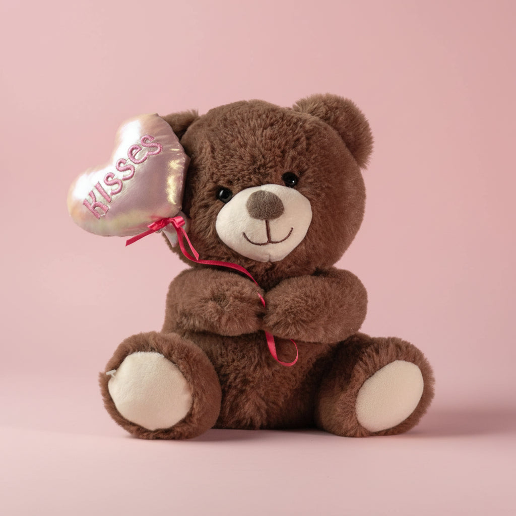 9" Plush Bear with Heart Balloon - Valentine's Day Gift | Cincinnati & NKY Delivery - Flair Flower Bar & Studio