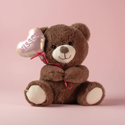 9" Plush Bear with Heart Balloon - Valentine's Day Gift | Cincinnati & NKY Delivery - Flair Flower Bar & Studio