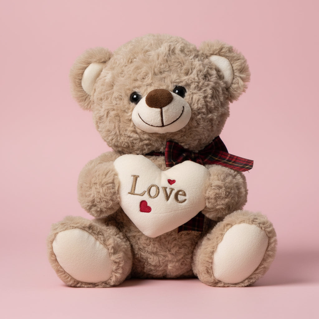 Valentine's Day Plush Bear & Dog Duo - 9" Stuffed Animals with Hearts - Flair Flower Bar & Studio