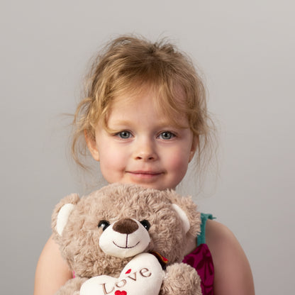 Valentine's Day Plush Bear & Dog Duo - 9" Stuffed Animals with Hearts - Flair Flower Bar & Studio