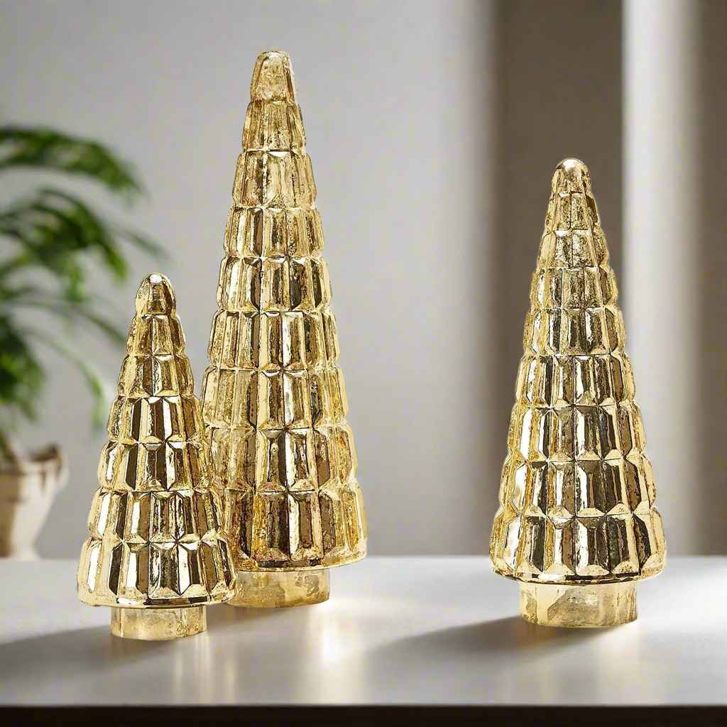 Antiqued Gold Mercury Finish Glass Tree