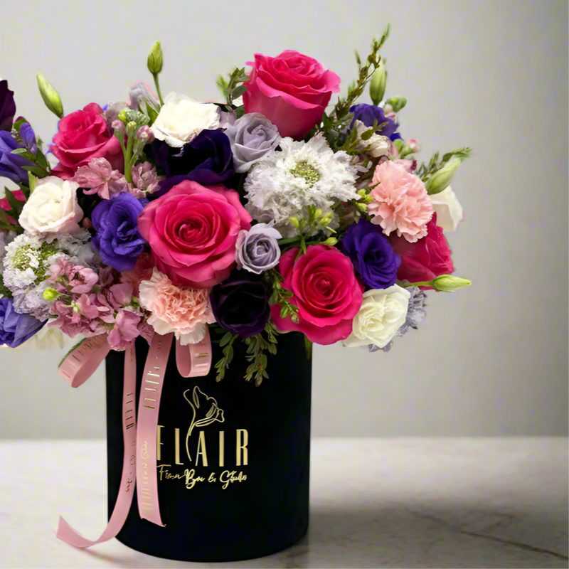 Flair Flower Bar & Studio Flower Box Arrangement in Black Velvet Box in Florence, Ky