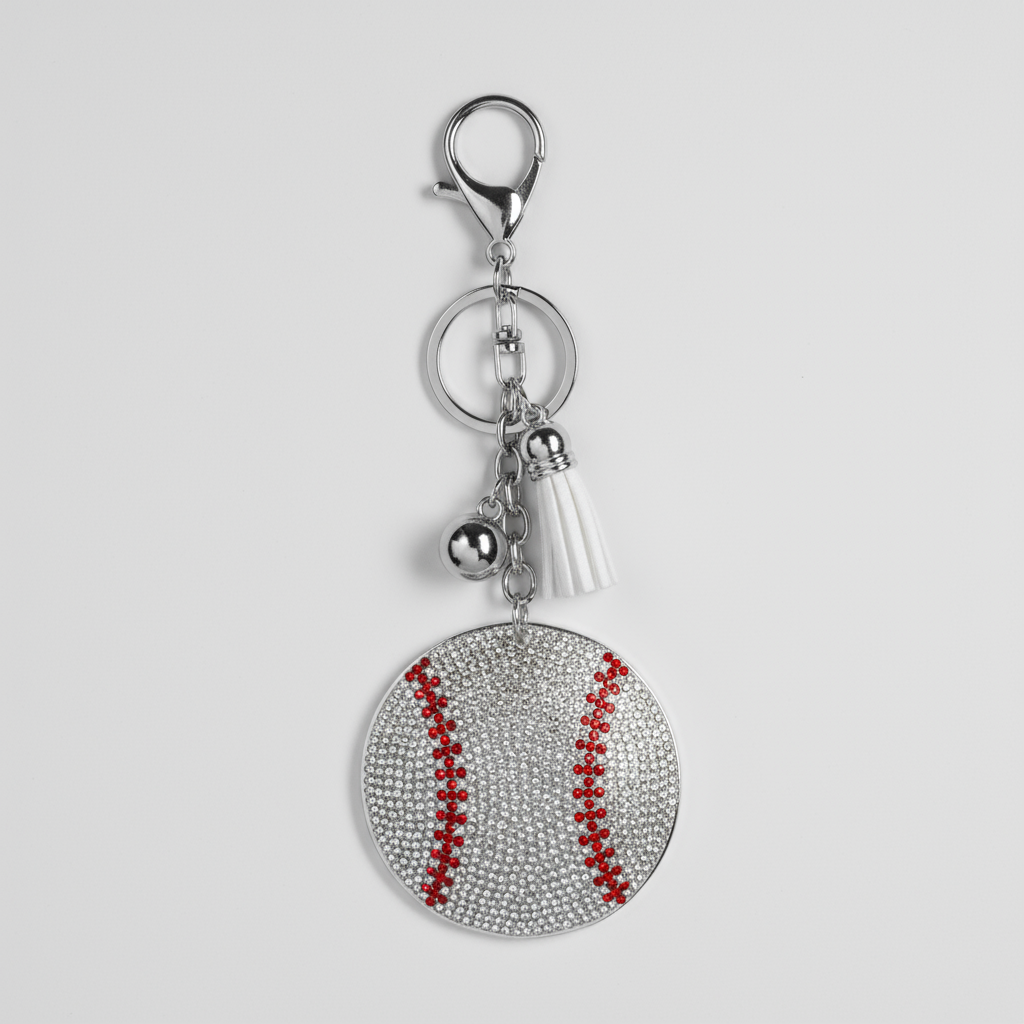 Sports Bling Key Ring Collection – Baseball, Football, Soccer, Volleyball & Basketball