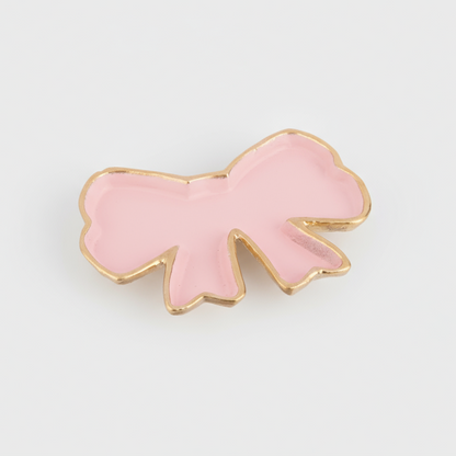 Bow-Shaped Cast Iron Trinket Tray in Pink and Gold Finish – Modern Gift Idea