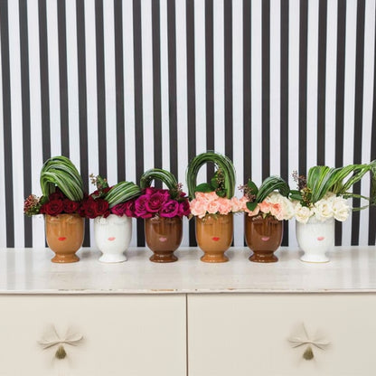 Decorative vases with floral arrangements on a striped background - Cincinnati and Northern Kentucky Gift Shop - Flair Flower Bar