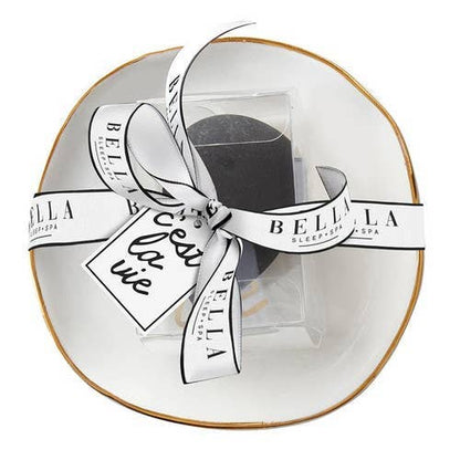 Ceramic Tray with Makeup Sponge - Ivory - Flair Flower Bar & Studio