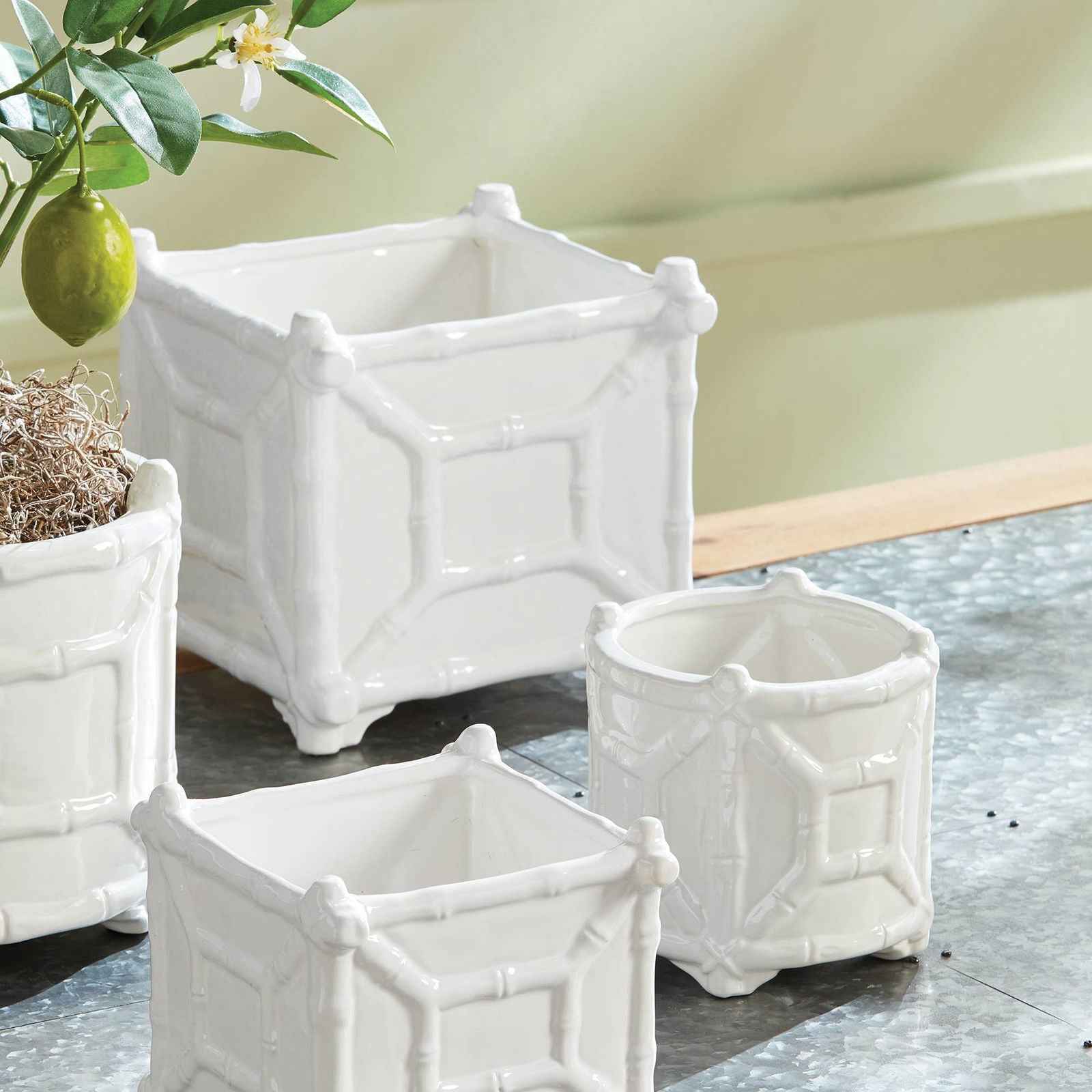 Chinoiserie Round Cachepot Small Planter - Flair Flower Bar & Studio