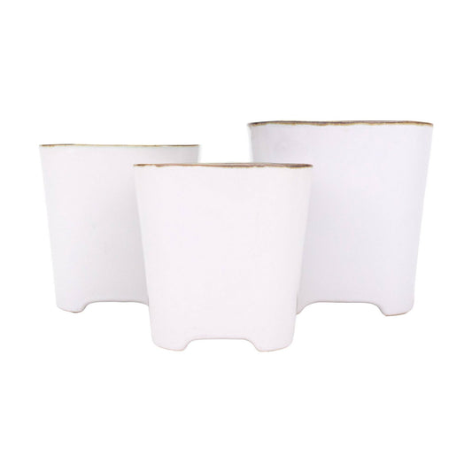 Crest White and Gold Planters - Flair Flower Bar & Studio