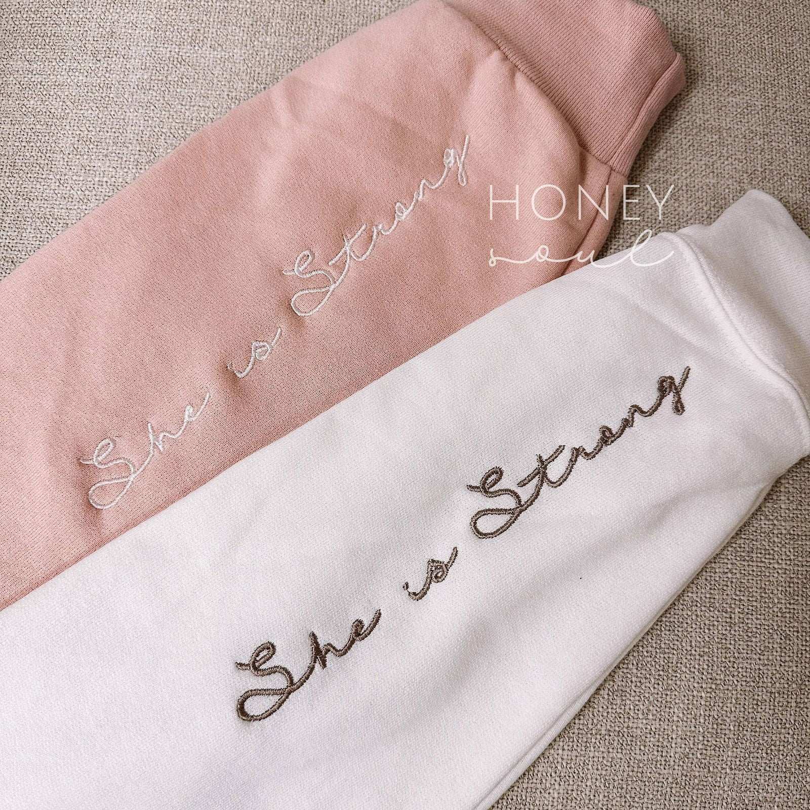 Embroidered She Is Strong Sweatshirt - Flair Flower Bar & Studio