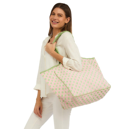 Floral Block Printed Tote Bag Assorted 3 Patterns - Cotton Canvas - Flair Flower Bar & Studio