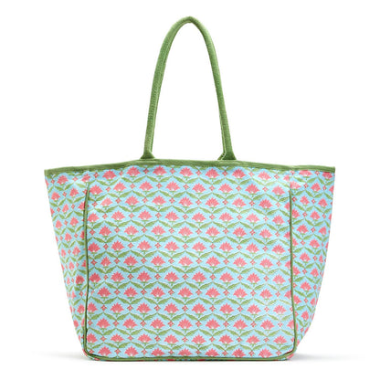 Floral Block Printed Tote Bag Assorted 3 Patterns - Cotton Canvas - Flair Flower Bar & Studio