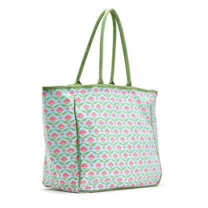 Floral Block Printed Tote Bag Assorted 3 Patterns - Cotton Canvas - Flair Flower Bar & Studio