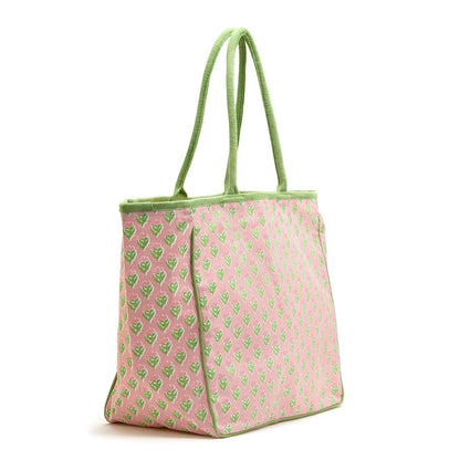 Floral Block Printed Tote Bag Assorted 3 Patterns - Cotton Canvas - Flair Flower Bar & Studio