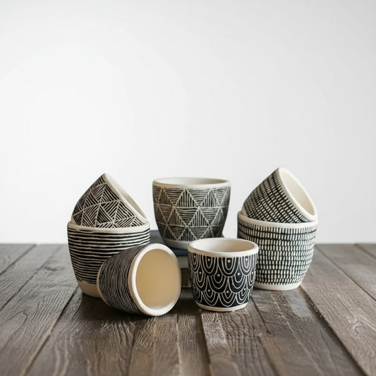 Geometric Art Concrete Flower Pot