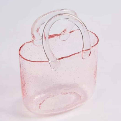 Glass Flower Purse Vase with Handles