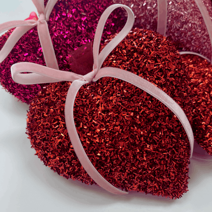 Glitter Hearts with Pink Bows - Flair Flower Bar & Studio