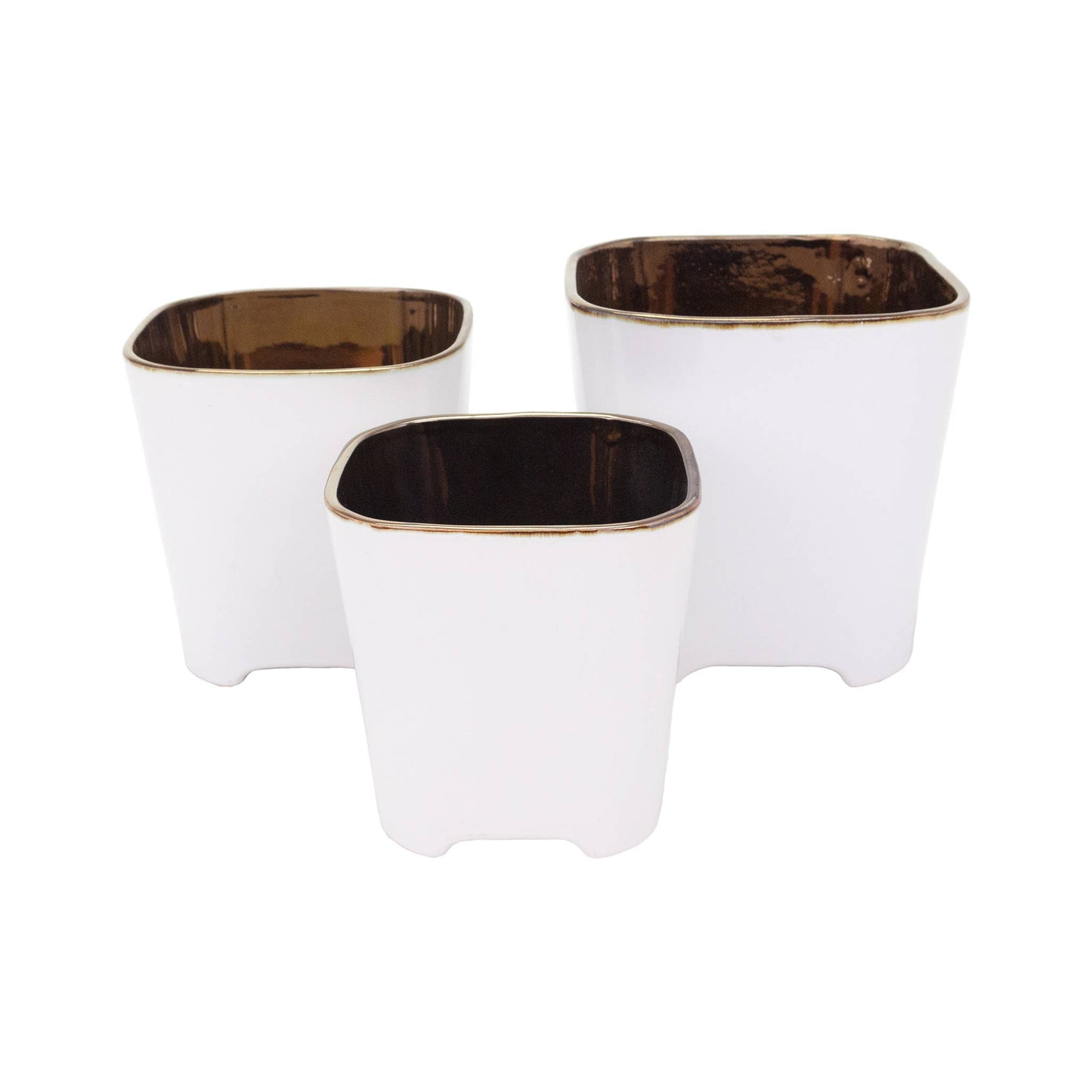 Crest White and Gold Planters