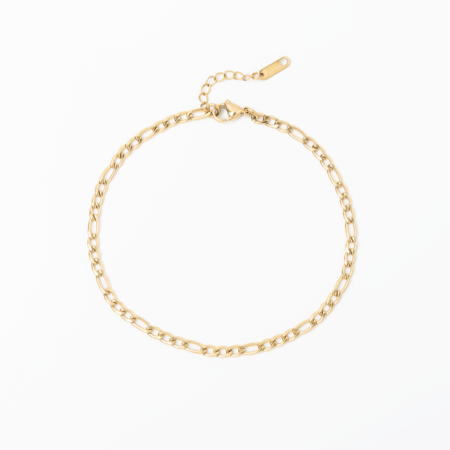 Gold chain anklet on a white background