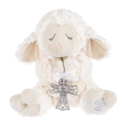 Serenity Lamb with Crib Cross Christening or Baptism Gift