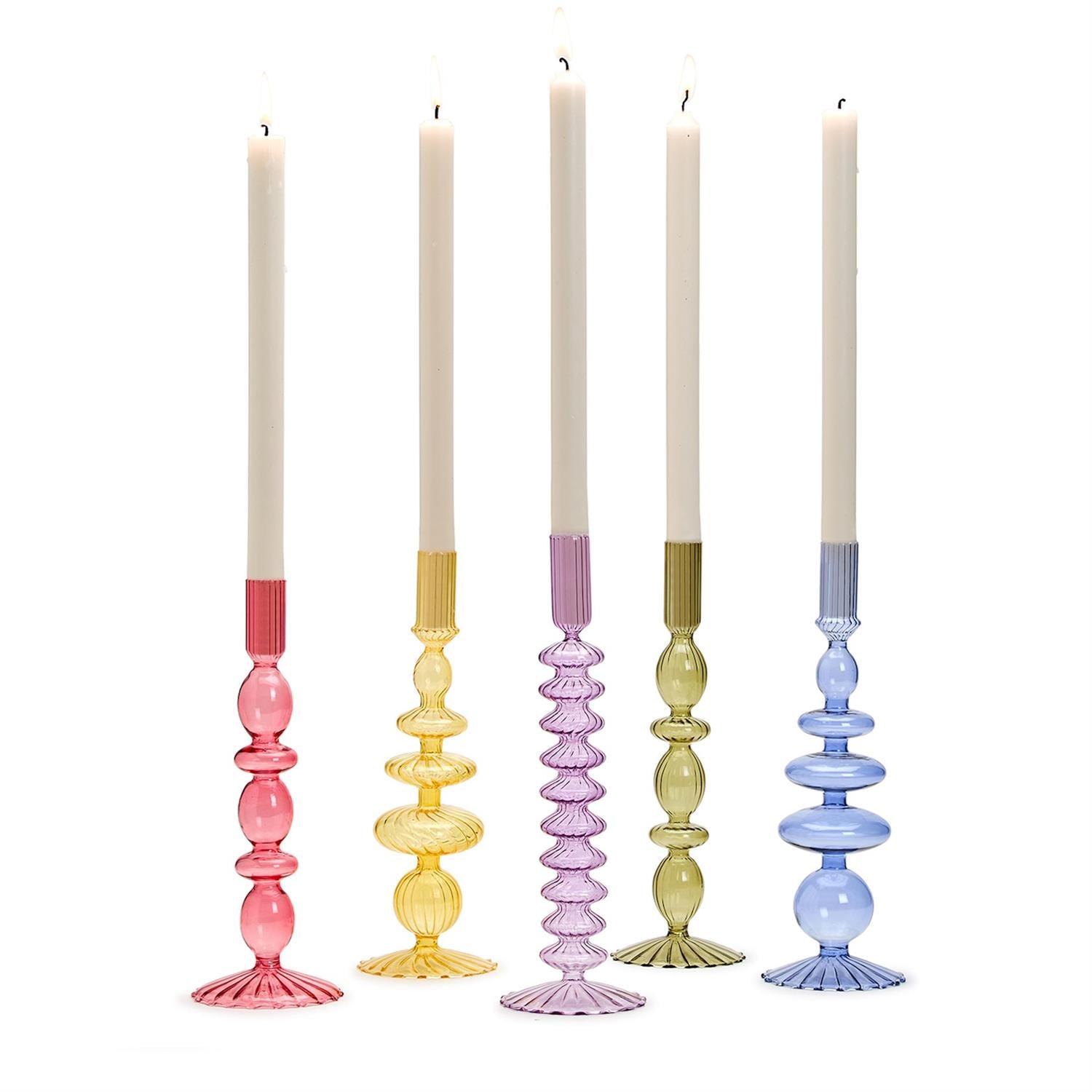 Hand-Blown Glass Tapered Candlestick Candleholder - Flair Flower Bar & Studio