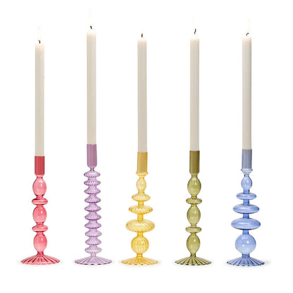 Hand-Blown Glass Tapered Candlestick Candleholder - Flair Flower Bar & Studio