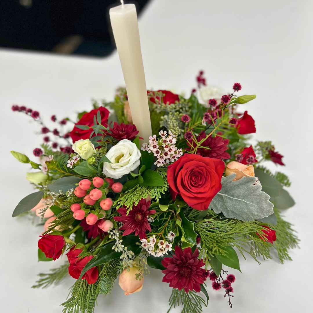 Handcrafted Christmas flower arrangement for Cincinnati & NKY delivery