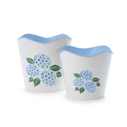 Hydrangea Blue Metal Cachepots – Elegant Indoor Planters