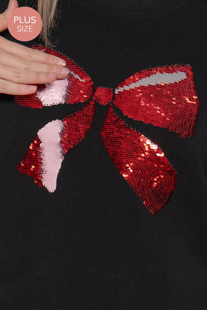 Long Sleeve Crew Neck Sequin Detail Inner Fleece Sweatshirt - Flair Flower Bar & Studio