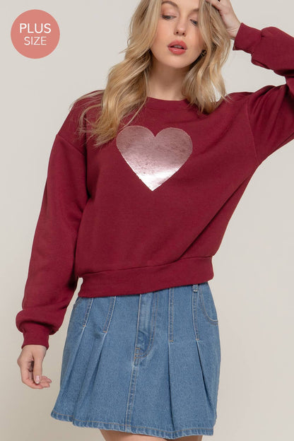Long Sleeve Crew Neck Sequin Detail Inner Fleece Sweatshirt - Flair Flower Bar & Studio