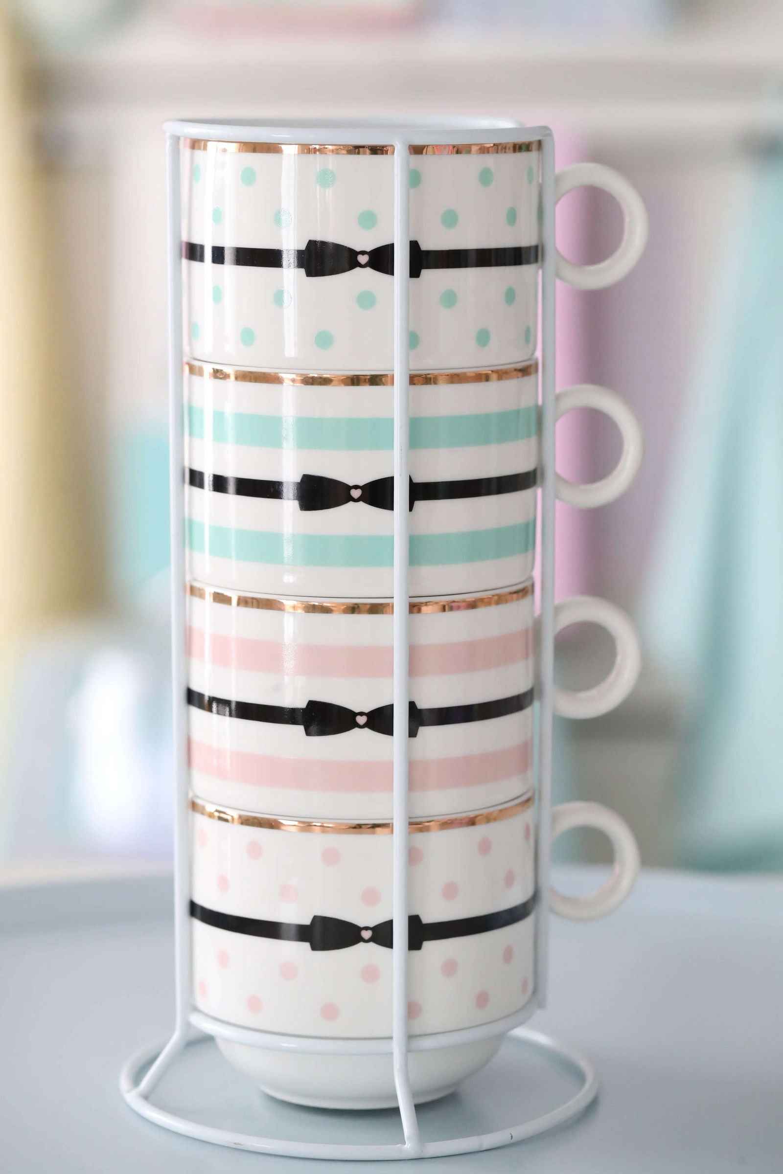 Manuela 🖤 Miss Étoile mugs in a rack Love with bow - Flair Flower Bar & Studio