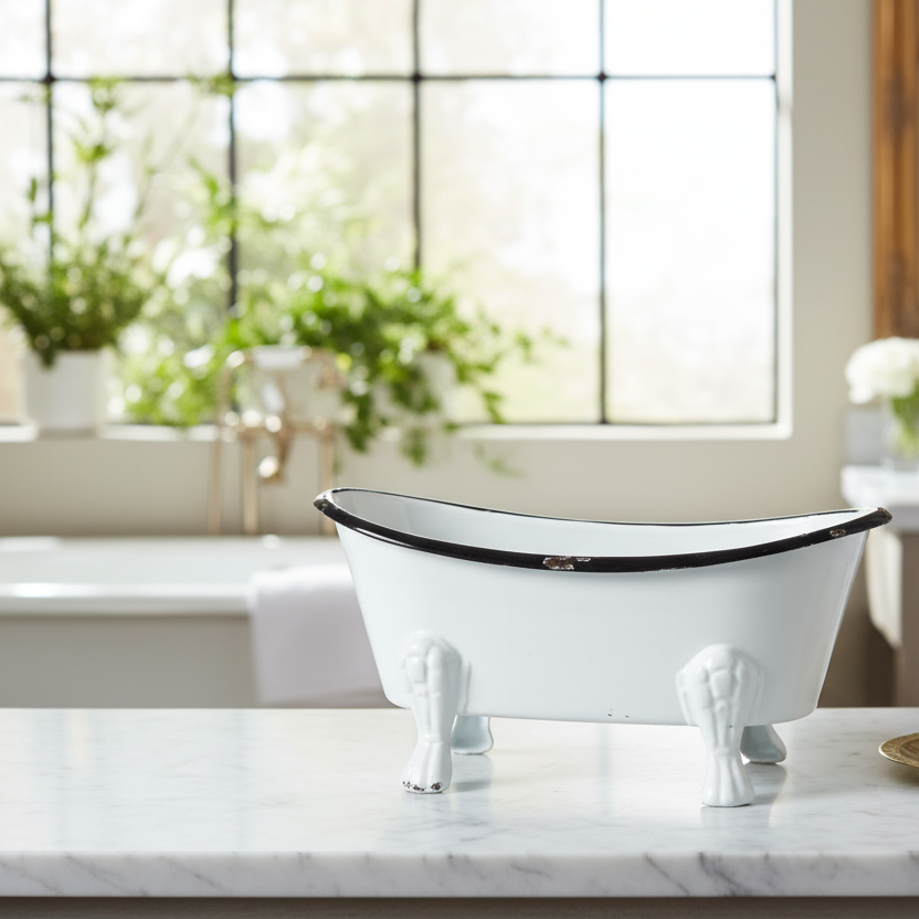 Mini claw foot tub soap holder enamal