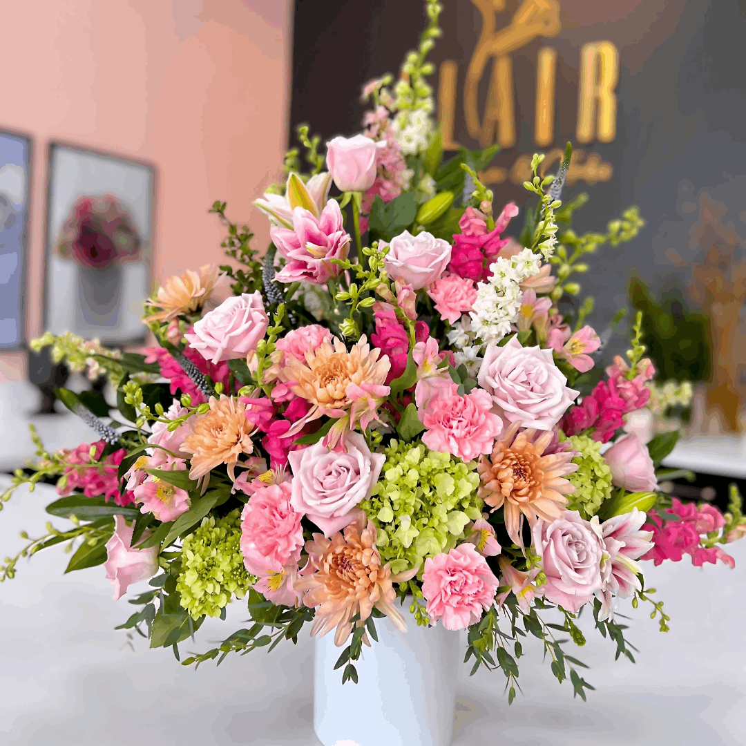 Peaceful Pastel Tribute Sympathy Funeral Arrangement - Flair Flower Bar & Studio