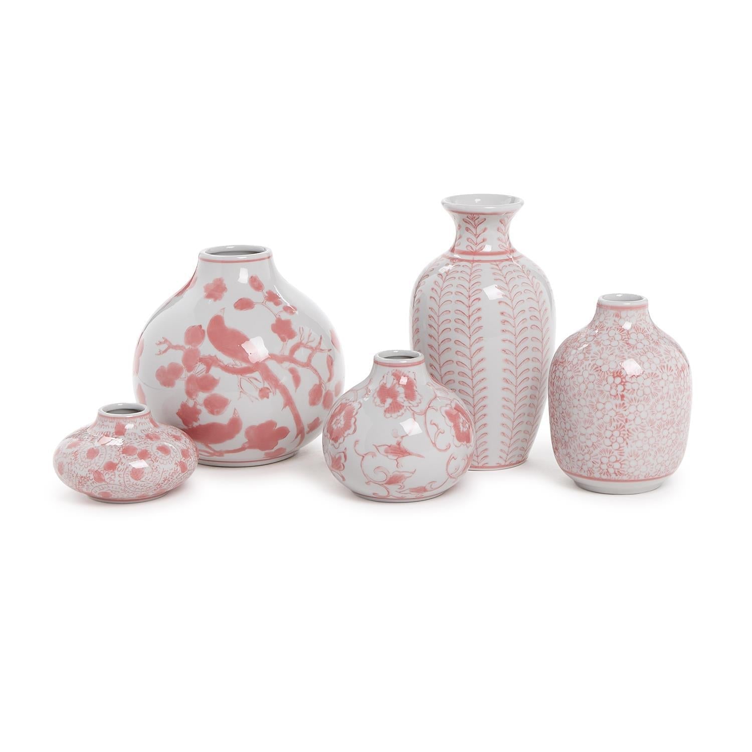 Pink Chinoiserie Hand-Painted Porcelain Vases - Flair Flower Bar & Studio