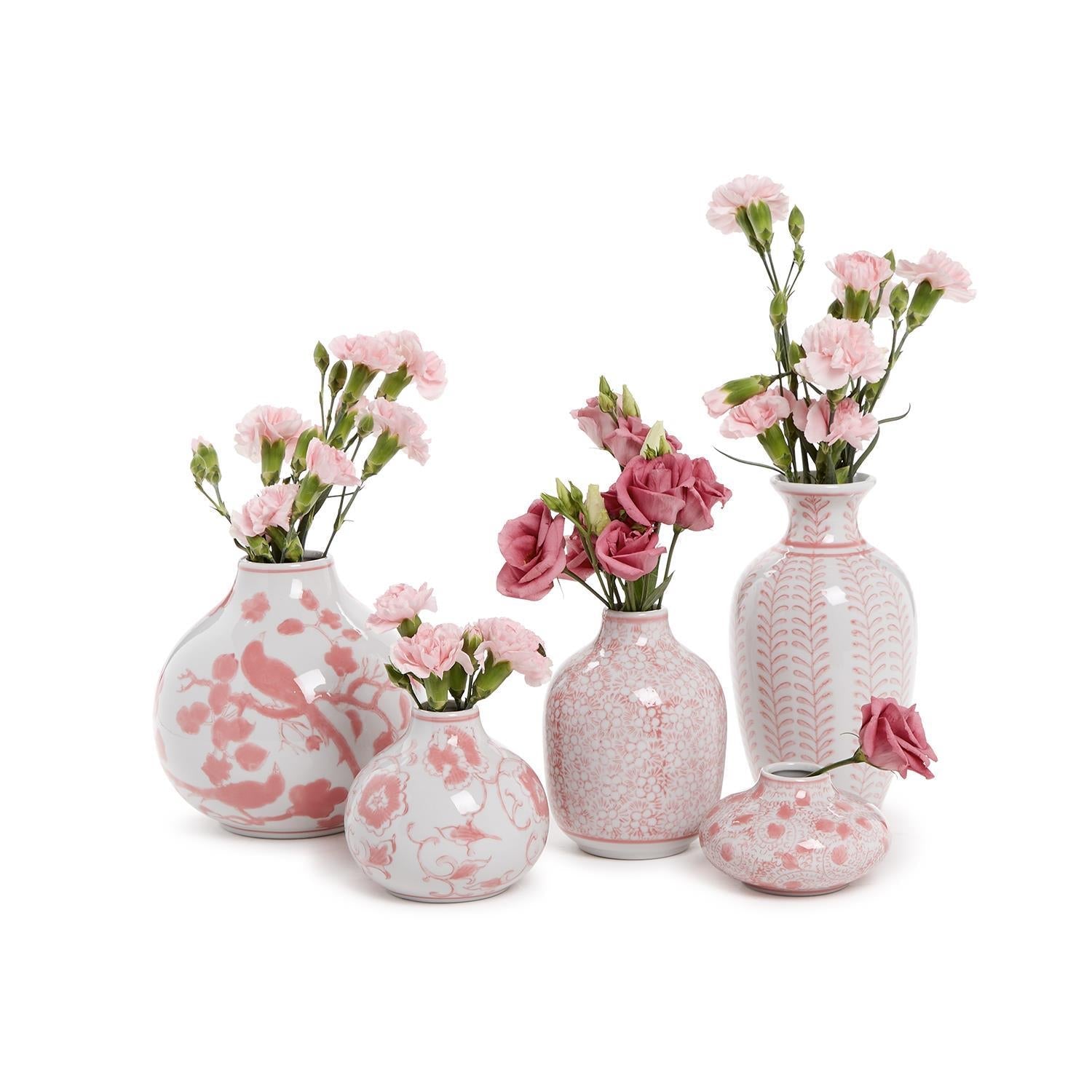 Pink Chinoiserie Hand-Painted Porcelain Vases - Flair Flower Bar & Studio