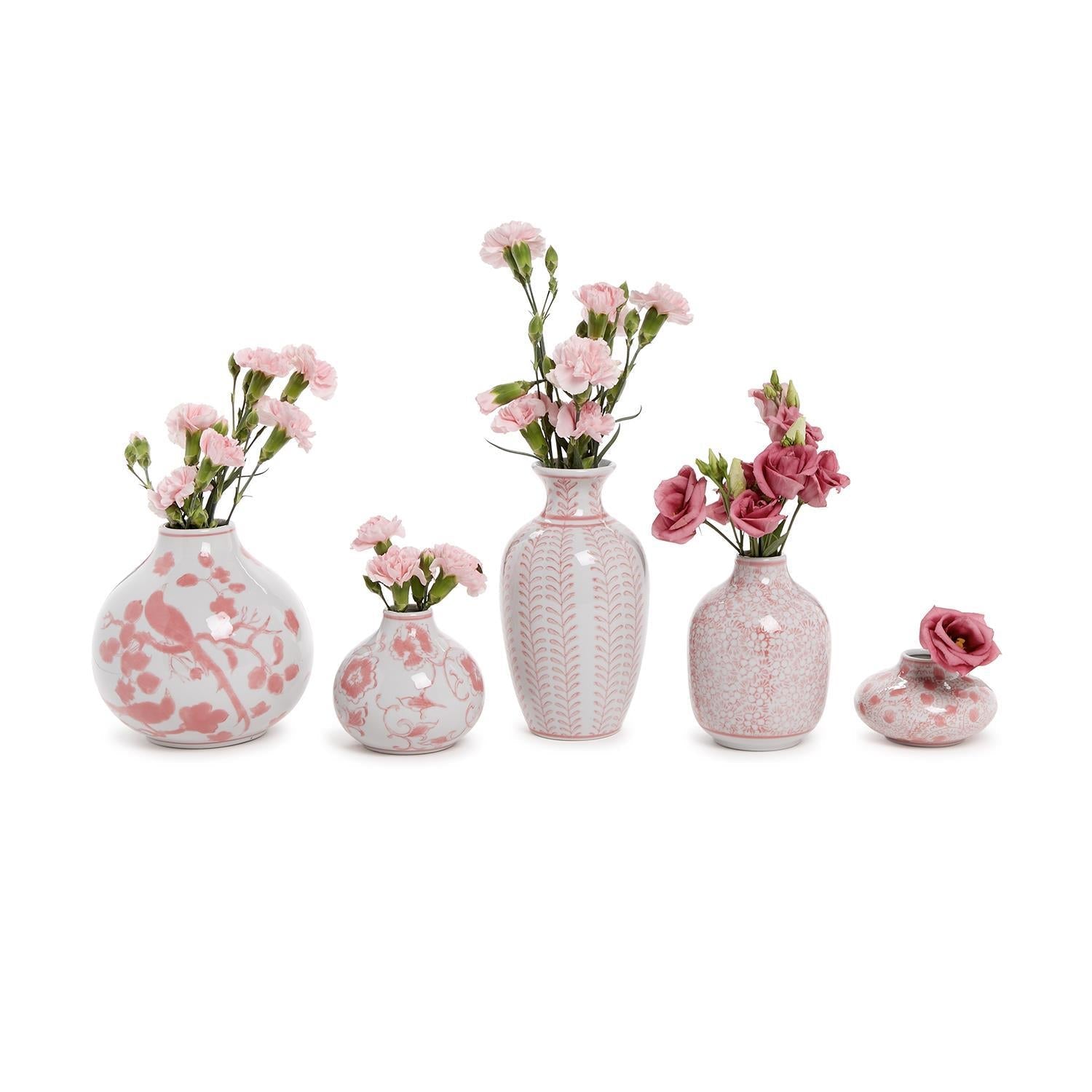 Pink Chinoiserie Hand-Painted Porcelain Vases - Flair Flower Bar & Studio