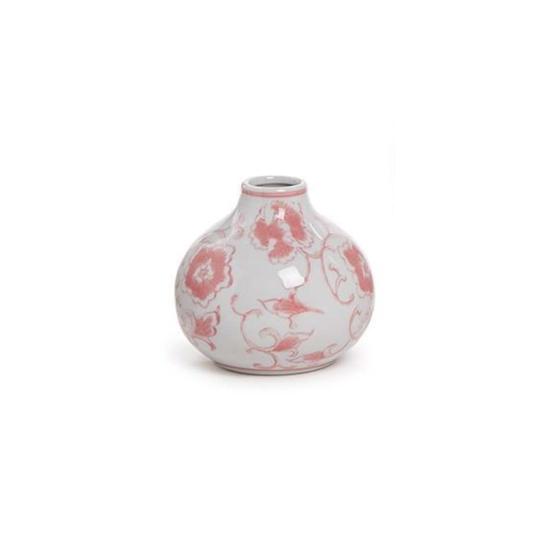 Pink Chinoiserie Hand-Painted Porcelain Vases - Flair Flower Bar & Studio