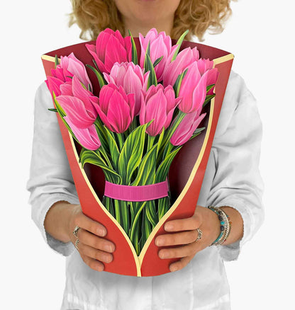 Pink Tulips Greeting Card by FreshCut Paper LLC