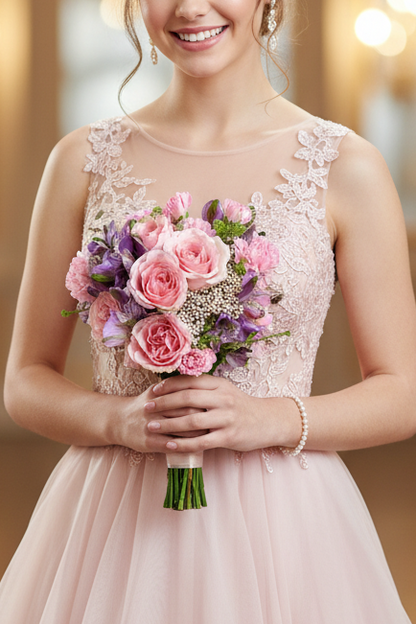 Pink and purple prom & homecoming bouquet by FLAIR FLOWER BAR