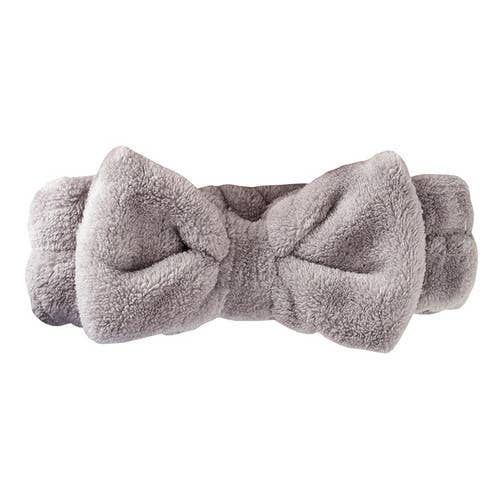 Plush Bow Spa Headband - Gray - Flair Flower Bar & Studio