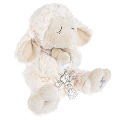 Serenity Lamb with Crib Cross Christening or Baptism Gift