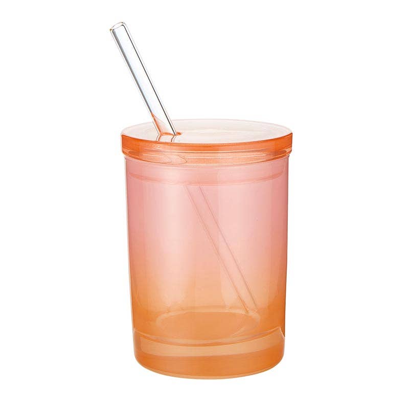 Pretty Glass Tumblers with Lid & Straw - Flair Flower Bar & Studio