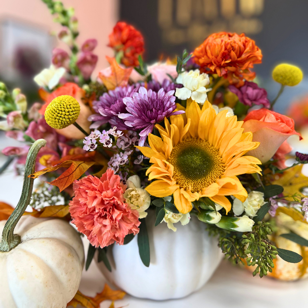 Pumpkin Harvest Centerpiece Arrangement - Flair Flower Bar & Studio