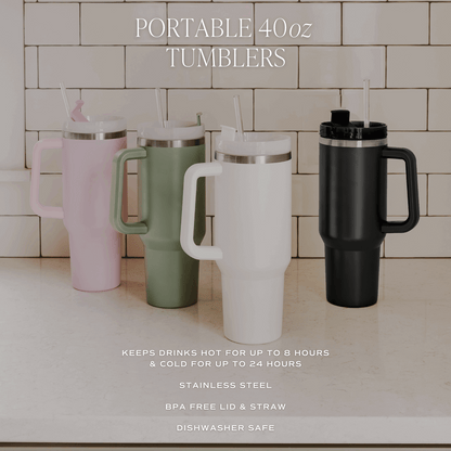 Sage Green 40 oz Travel Tumbler - Home Decor & Gifts - Flair Flower Bar & Studio